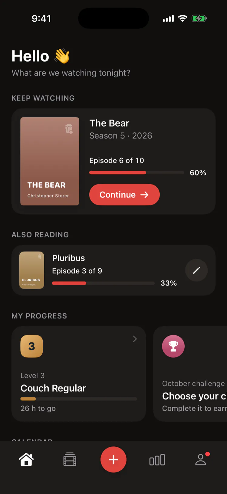 The home screen: what you’re watching tonight