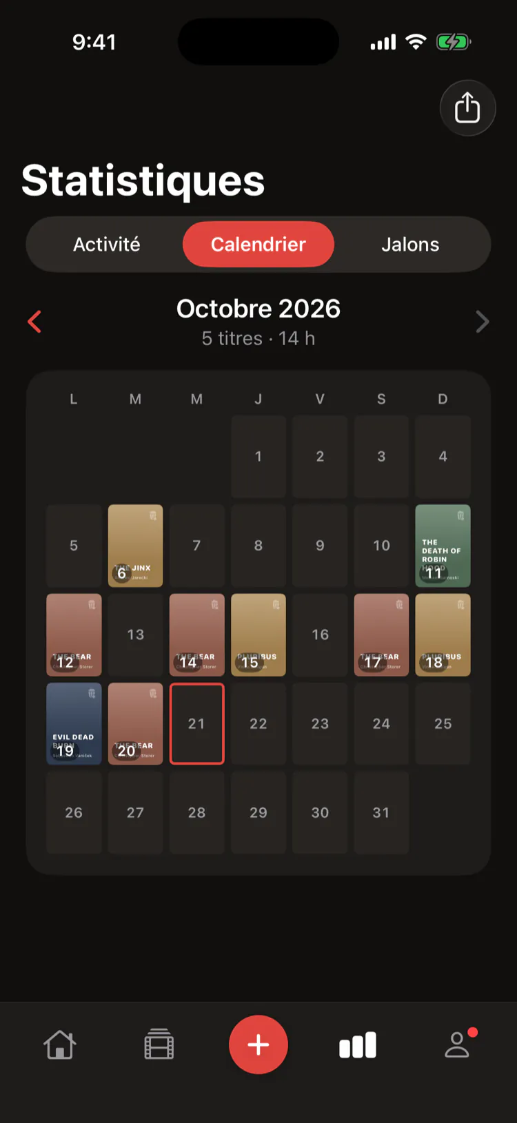 Le calendrier de ce que tu as vu