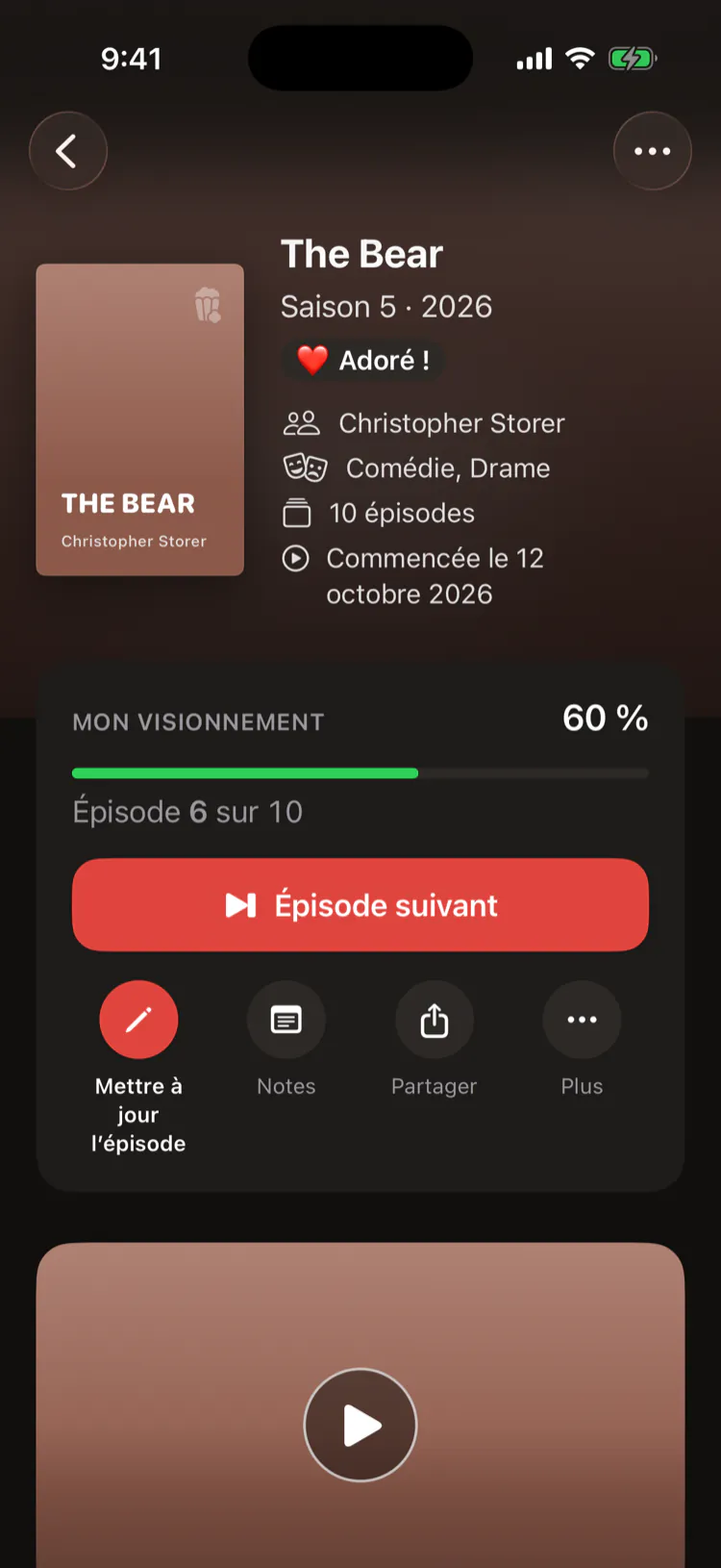 La page d’un titre, avec son verdict et la progression